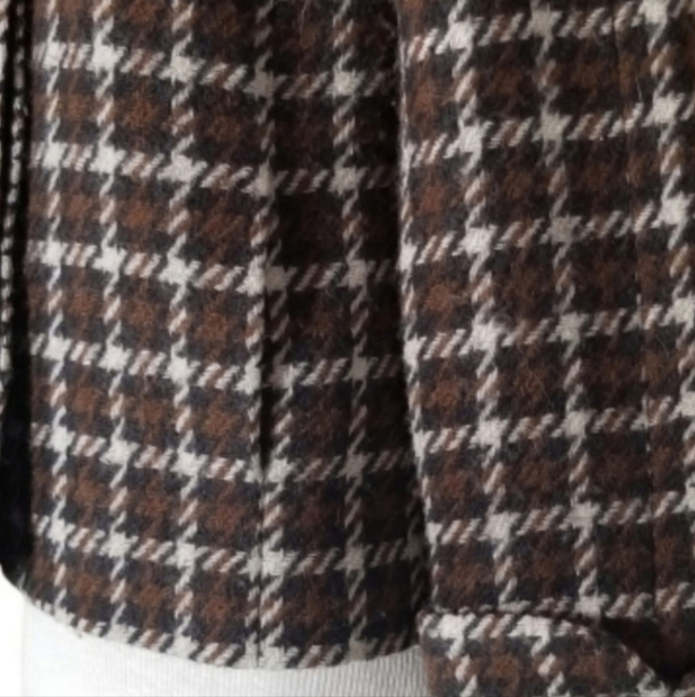 Banana Republic Jacket Houndstooth Plaid Wool Chocolate Brown Size S - Picture 9 of 15